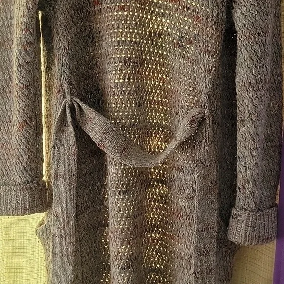 Extra Long Gray Knit Cardigan ROBE Duster Jacket By SOH Wool Alpaca Silk - Picture 11 of 12